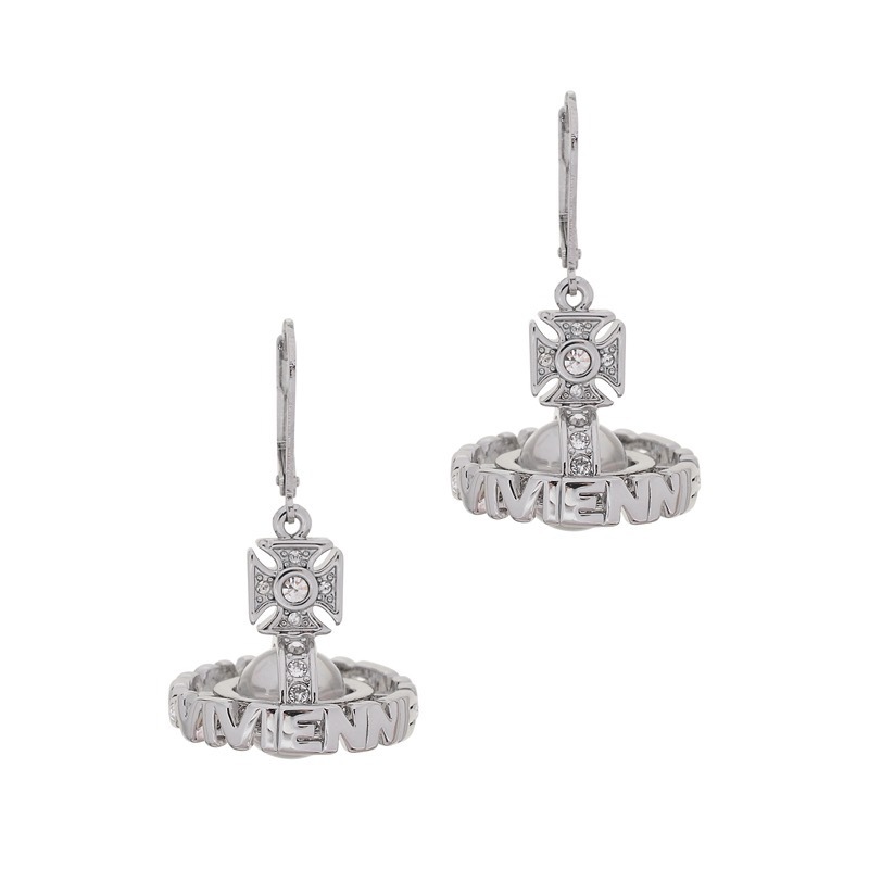 High Version Queen Mother vivi  luxuryreplica Vivian Sweet Cool Full Diamond Stereoscopic Letter Glass Bead Earrings Necklace