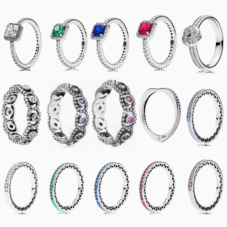 Factory direct pan  luxuryreplica 925 sterling silver shiny square style color series temperament couple ring