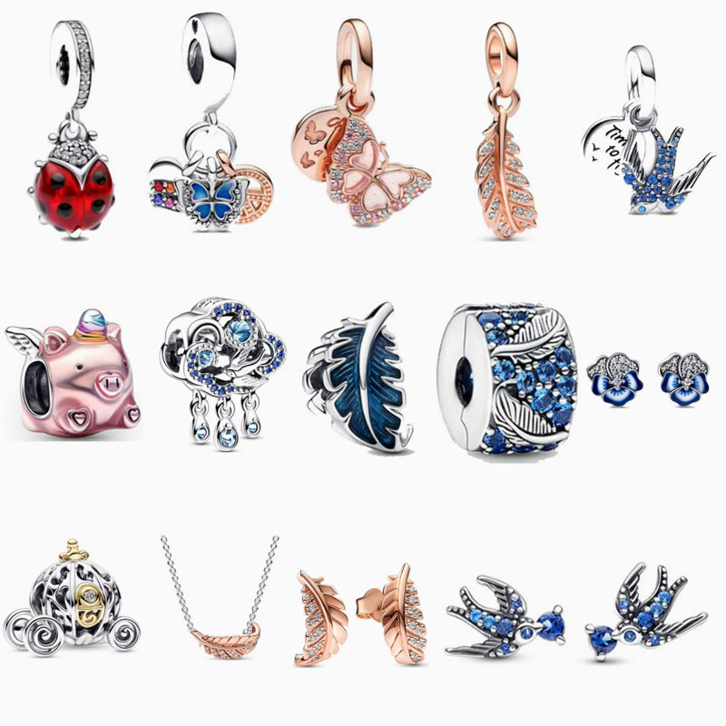 925 Sterling Silver pan luxuryreplica Beads New Butterfly Phoenix Animal Beaded Bracelet DIY Accessories Pendant