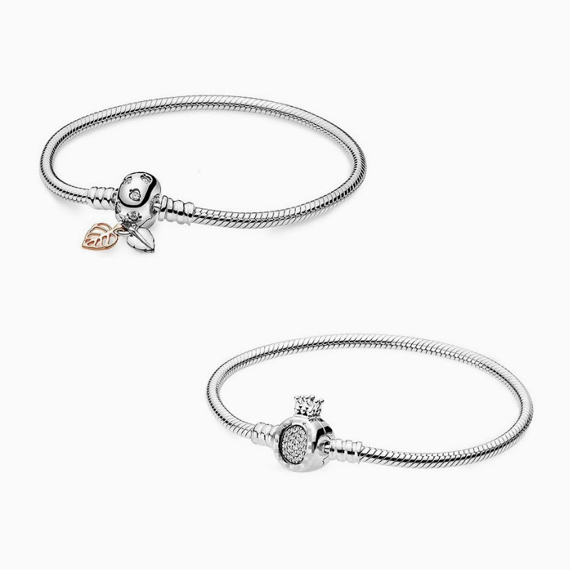 Factory Direct pan luxuryreplica 925 Sterling Silver Crown O Deciduous Buckle Snake Bone Chain Bracelet DIY Base Bracelet