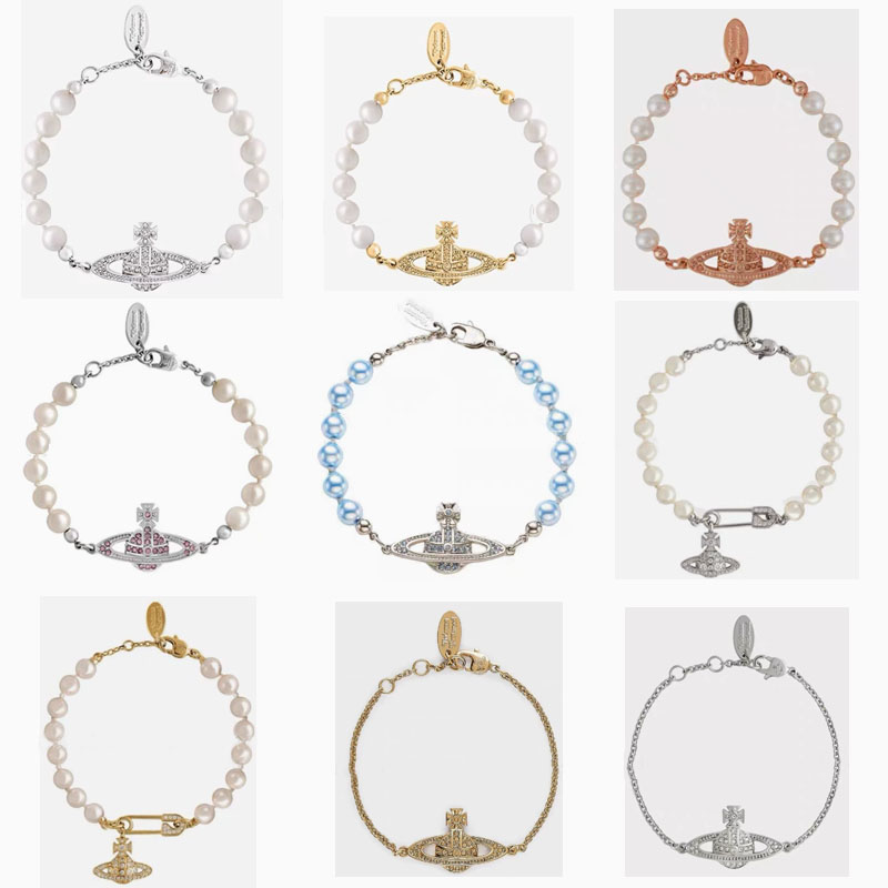 Empress Dowager Saturn Pearl Bracelet Pair Pins Full Diamond Saturn 925 Silver High Version No Falling Counter Inspection