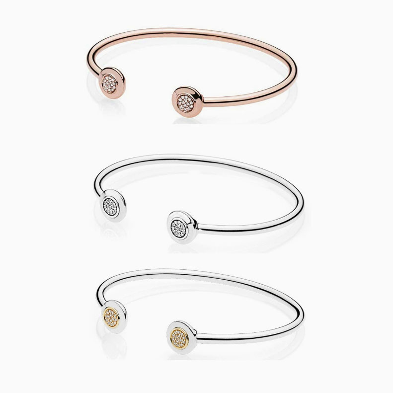 Factory direct pan  luxuryreplica 925 silver rose gold round beads fashion opening bracelet accessories basic chain bracelet