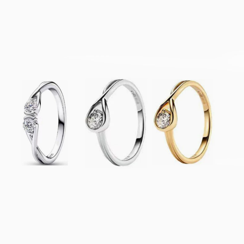 Factory direct pan  luxuryreplica 925 sterling silver ring water drop eternal symbol ring female niche design