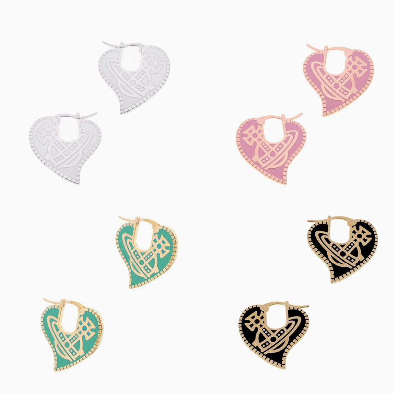 High Version Queen Mother vivi  luxuryreplica Vivian 23 New Sweet Cool AMANDA Love Wheel Paint Earrings