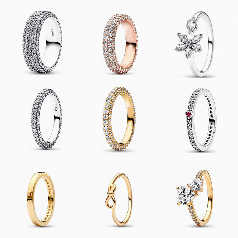 pan  luxuryreplica New Ring 925 Sterling Silver Full Diamond Rose Gold Ring for Women Cross-border