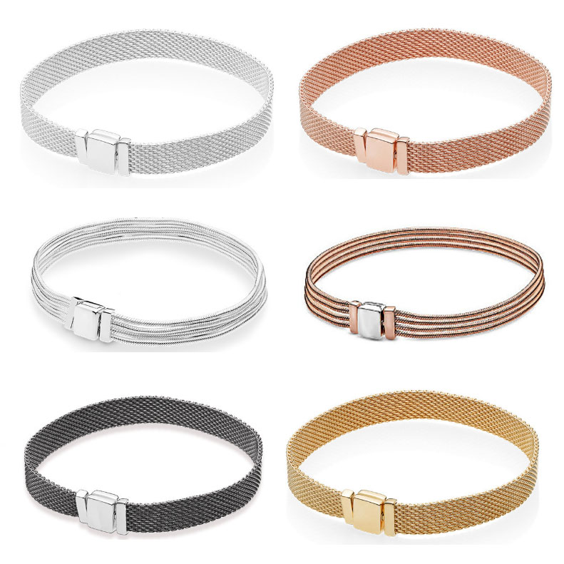 pan luxuryreplica 925 Sterling Silver Black Watch Personality Fashion Temperament Bracelet DIY Basic Bracelet