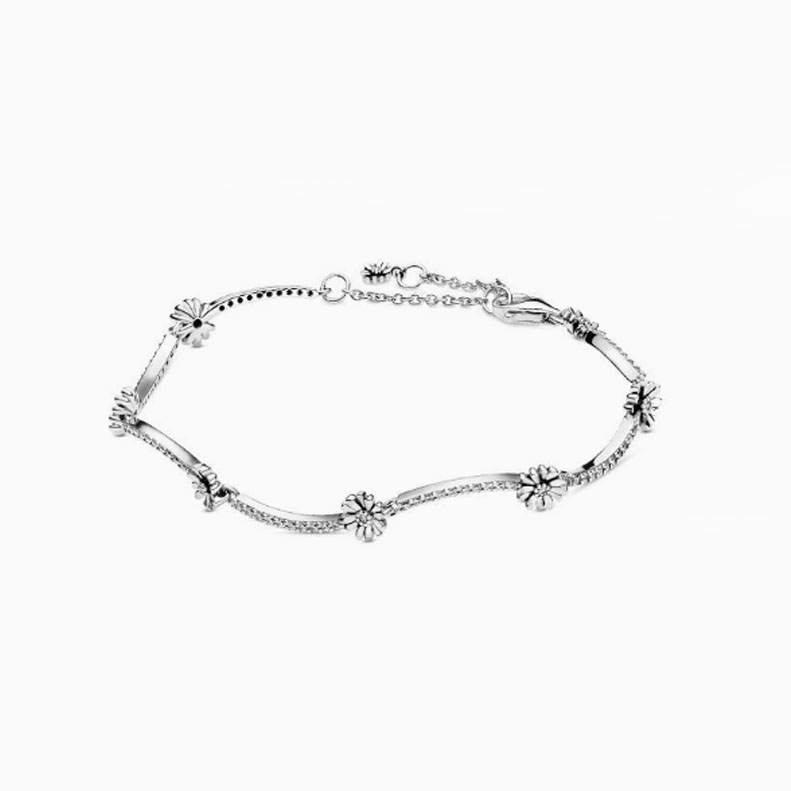 Factory direct pan  luxuryreplica 925 sterling silver shiny daisy bracelet adjustable bracelet DIY accessories base bracelet