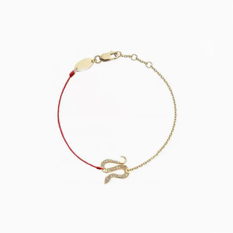 925 Sterling Silver French Red Rope Year of the Snake Bracelet Women's 18K Rose Gold Half Rope Half Chain This Year of Life Transfer Snake Hand Rope
