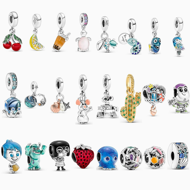 pan  luxuryreplica Ocean Series Octopus Turtle Strawberry Cherry Fruit String Beads Hanging 925 Sterling Silver