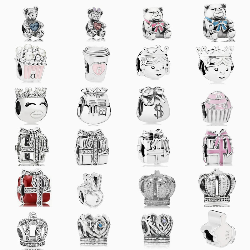 Factory Outlet pan luxuryreplica Winnie Bear Beads 925 Silver Crown Butterfly Gift Box Beaded DIY Accessories Beads