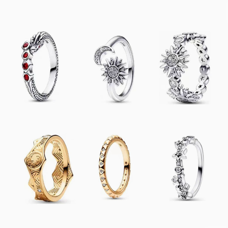Factory direct pan  luxuryreplica 925 sterling silver ring game of rights dragon ring sun and moon shine ring