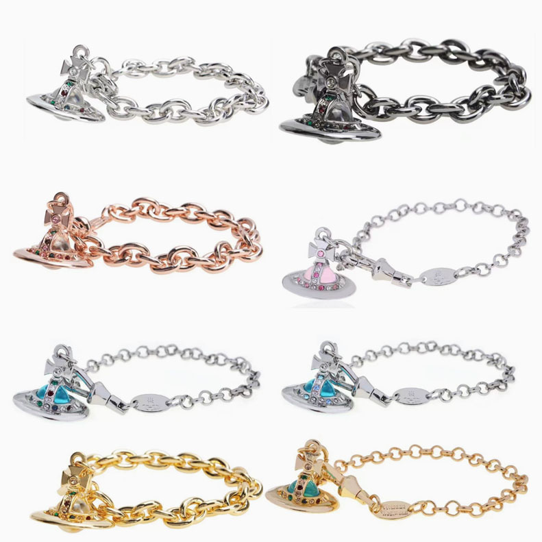 High Version Empress Dowager vivi  luxuryreplica Vivian Light Luxury High Sense Stereo Orb Saturn Glass Bead Bracelet