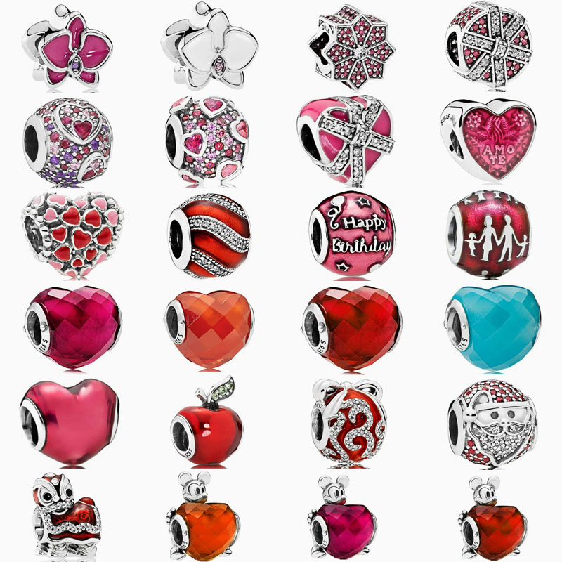 Factory Outlet pan luxuryreplica 925 Silver Apple Love Mouse Bag Beads Surprise Gift Box Hanging Beads DIY Accessories