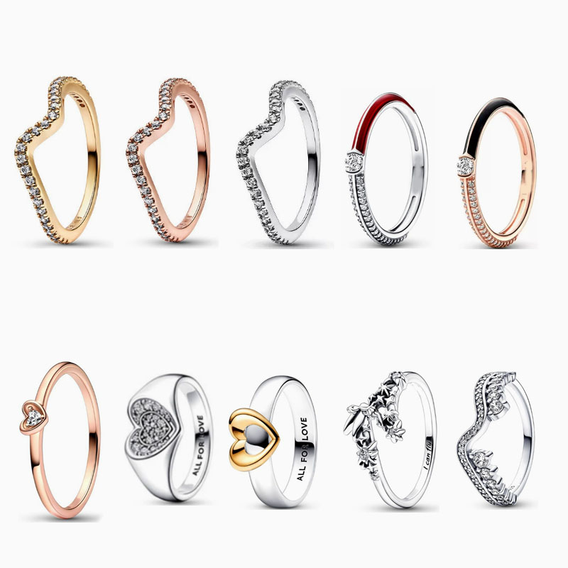 pan luxuryreplica Ring 925 Sterling Silver New Two-color Slide Heart Ring Girl's Ring