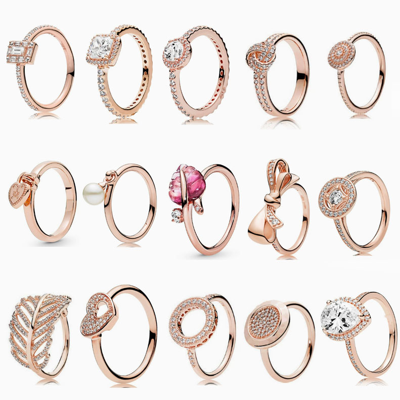 pan  luxuryreplica Rose Golden Charm Glaze Leaves Ring for Couple