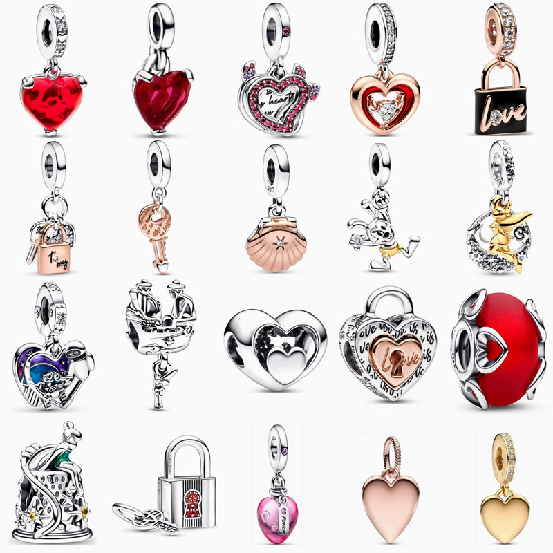 pan luxuryreplica Beads 925 Sterling Silver New 2023 Sea Shellfish String Decoration Two-Tone Heart Release Key Pendant