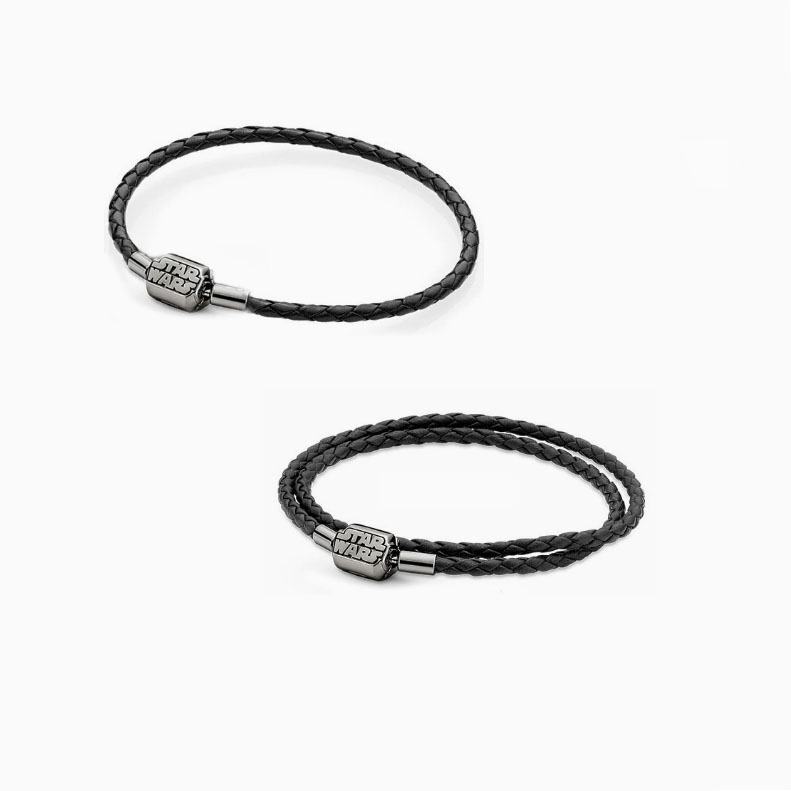 pan luxuryreplica 925 Sterling Silver Buckle Black Single Loop Double Loop Woven Leather Rope DIY Base Bracelet