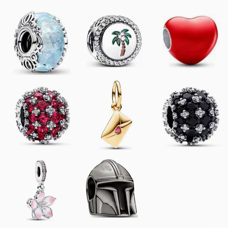 pan luxuryreplica 925 Sterling Silver Cherry Blossom Pendant Whisper Color Changing Heart Beads Cinderella Glazed Beads