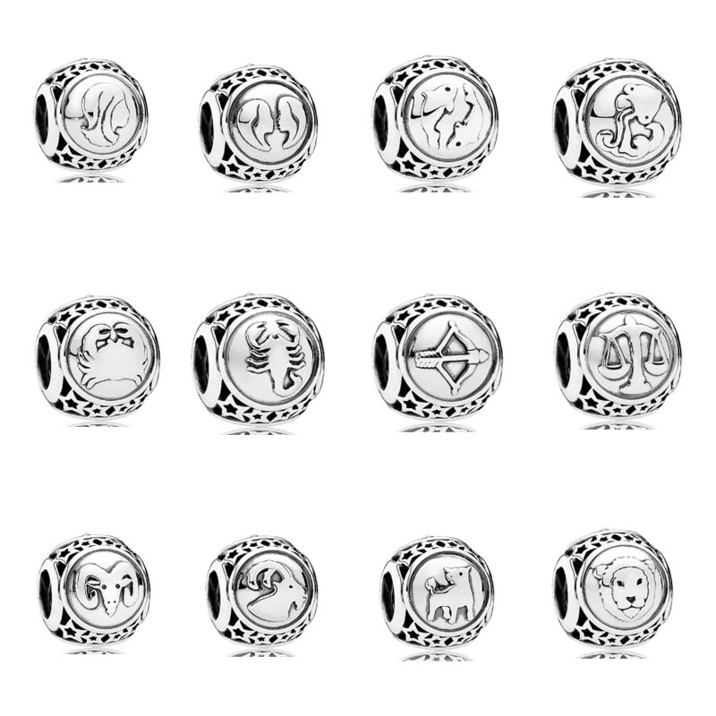 pan luxuryreplica 925 Sterling Silver Twelve Constellation Series All-match Beads DIY Accessories Beads Scattered Beads