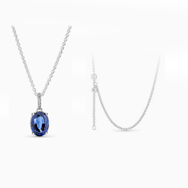 925 sterling silver pan  luxuryreplica necklace Year of the Tiger new blue gemstone necklace clavicle chain women