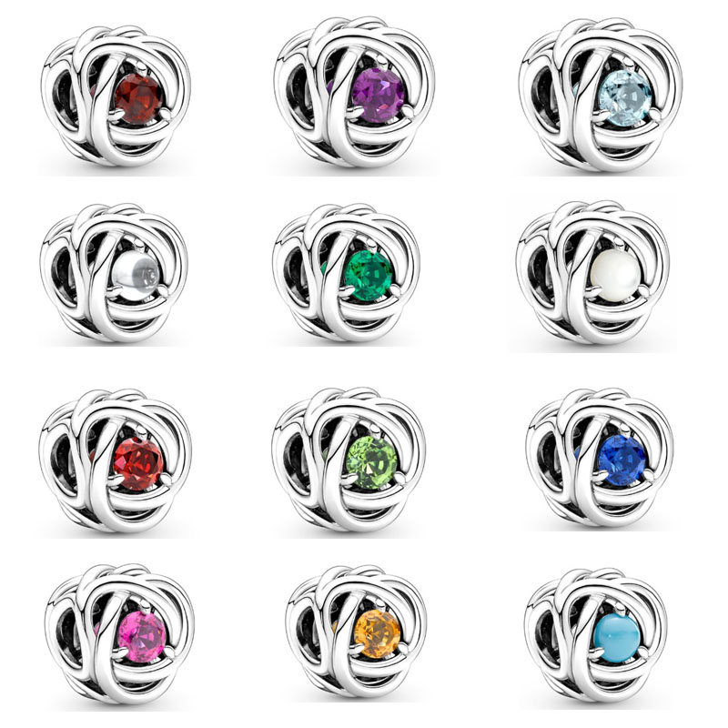 Factory direct pan luxuryreplica s925 silver beads December birthday stone rose shape string loose beads