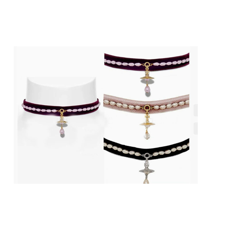 High Version 925 Empress Dowager Baroque Pearl Necklace Ballet Ribbon Chock Stereo Saturn Alien Pearl