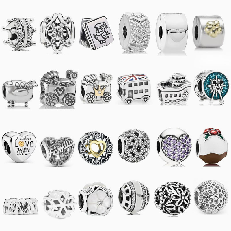 Factory direct pan luxuryreplica 925 silver four-leaf clover fixed buckle stroller hanging loose beads DIY accessories beads