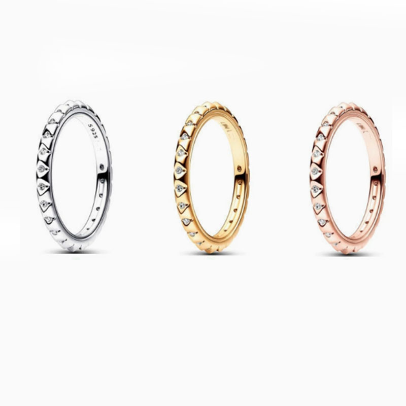 Factory direct pan luxuryreplica 925 silver new sparkling heart-shaped ring female ring gold rose gold ring