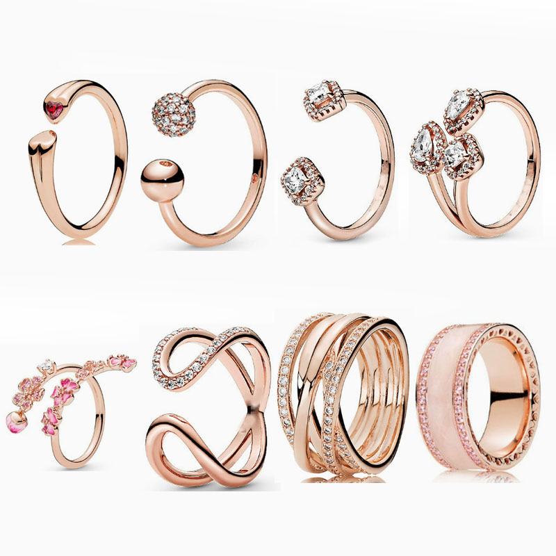 pan luxuryreplica Rose Gold Peach Blossom Pale Open Style Couple Pair Ring with Ring Women