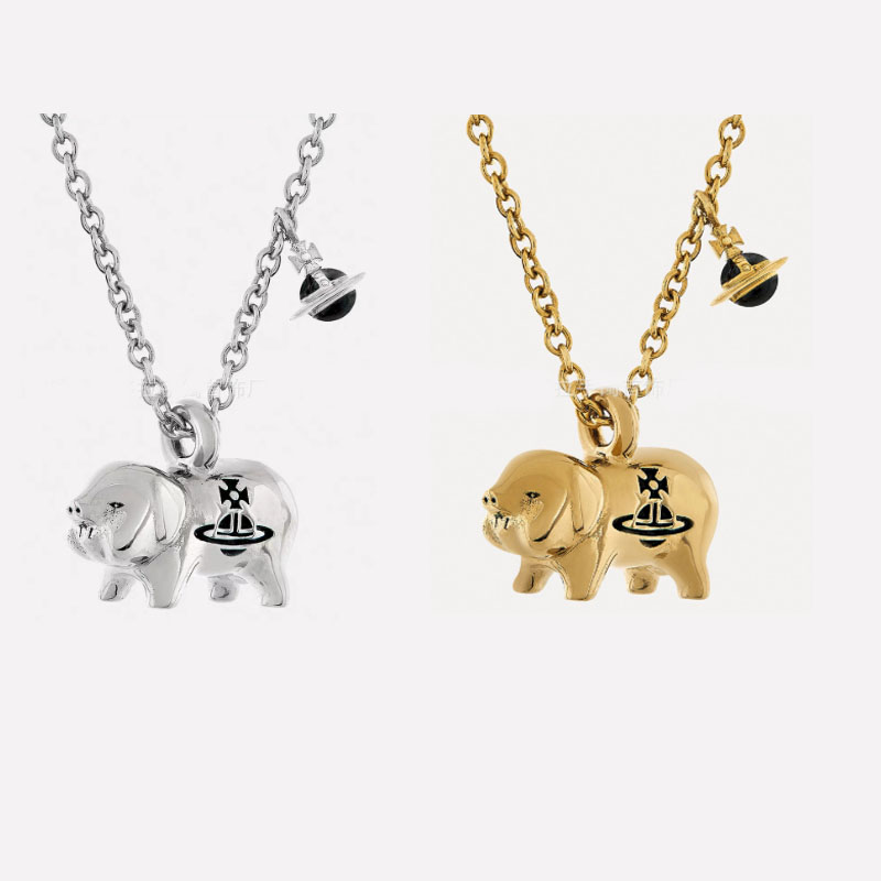 Vivian Saturn West Dowager Necklace Letter Engraved Gold Silver Bracelet Earrings