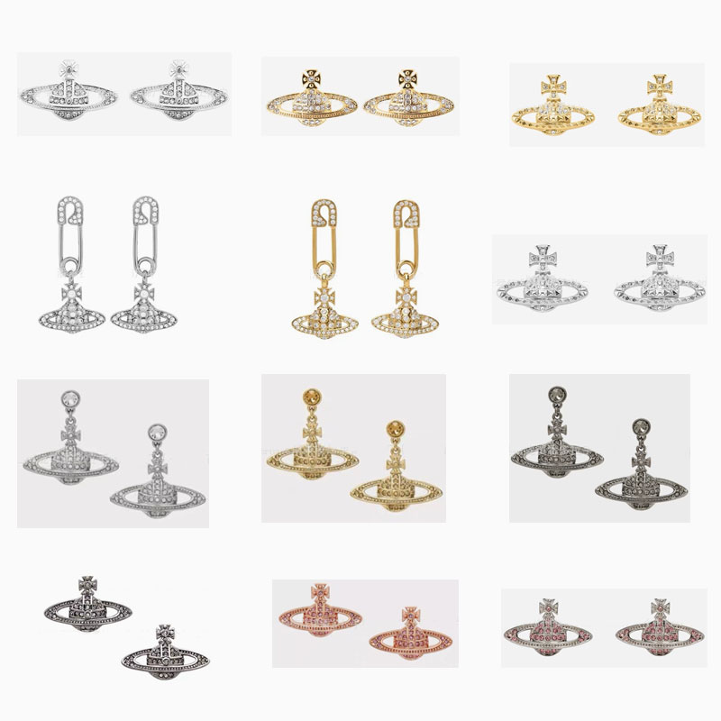 Correct version of Empress Dowager Earrings Female Vivian Saturn Pin Earrings 925 Sterling Silver Earrings High Version