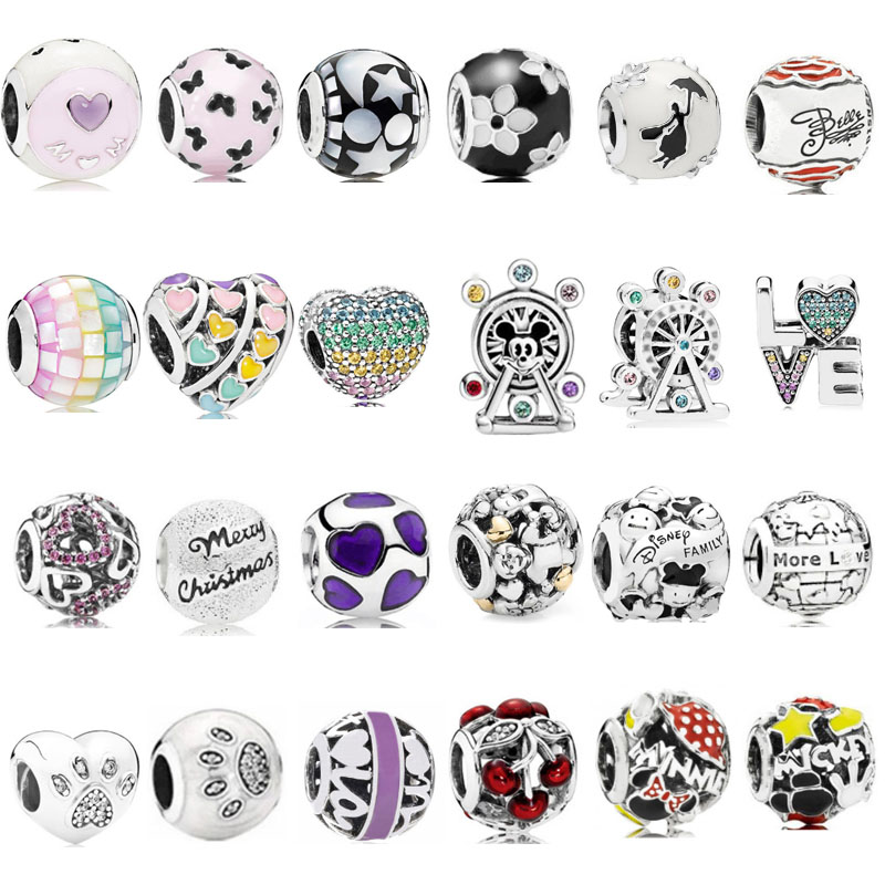 pan luxuryreplica 925 Sterling Silver Rainbow Colorful Mosaic Ferris Wheel Fixed Buckle Beaded DIY Accessories