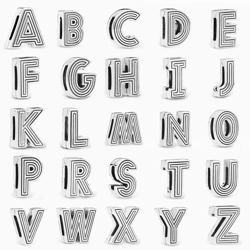 Factory direct pan luxuryreplica 925 silver 26 letter series fixed buckle bead accessories beads