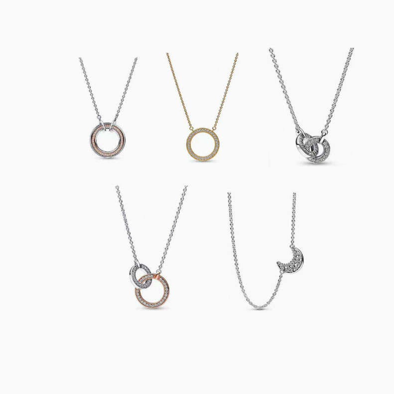 Factory direct pan luxuryreplica 925 sterling silver two-color necklace moon golden circle necklace DIY basic clavicle chain