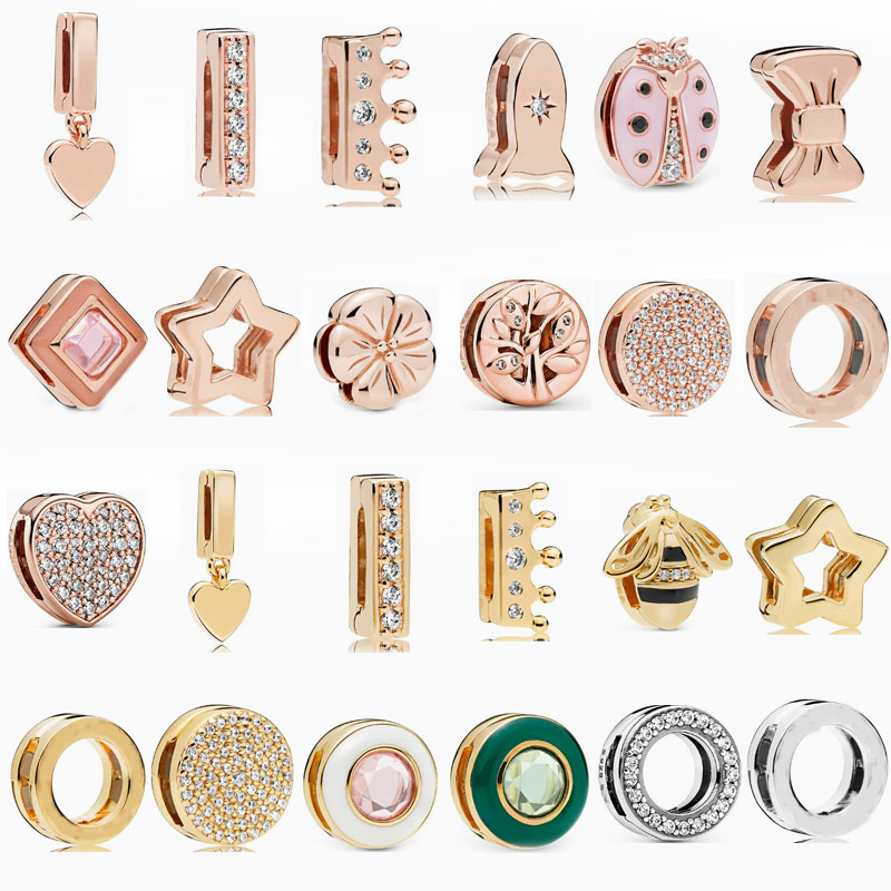 Factory direct pan luxuryreplica 925 silver rose pink ladybug love fashion fixed buckle beaded accessories beads