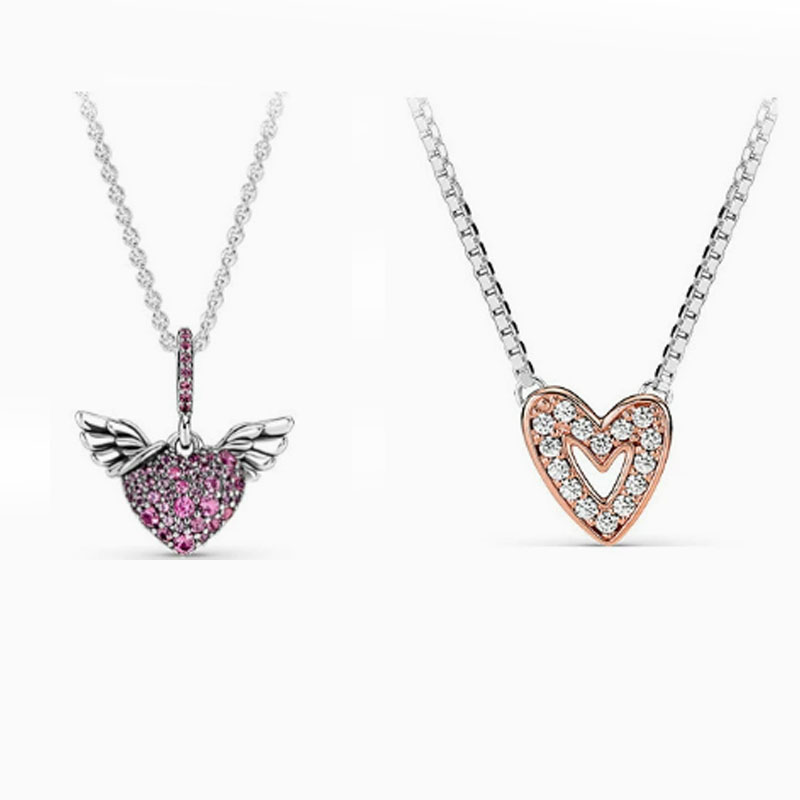 pan luxuryreplica 925 Sterling Silver Necklace Year of the Tiger New Arrival Pevice Angel Wings Love Hand-painted Necklace Clavicle Chain for Women