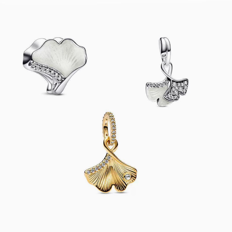 pan luxuryreplica beads new ginkgo smart series ginkgo flying beads sterling silver S925 beaded pendant