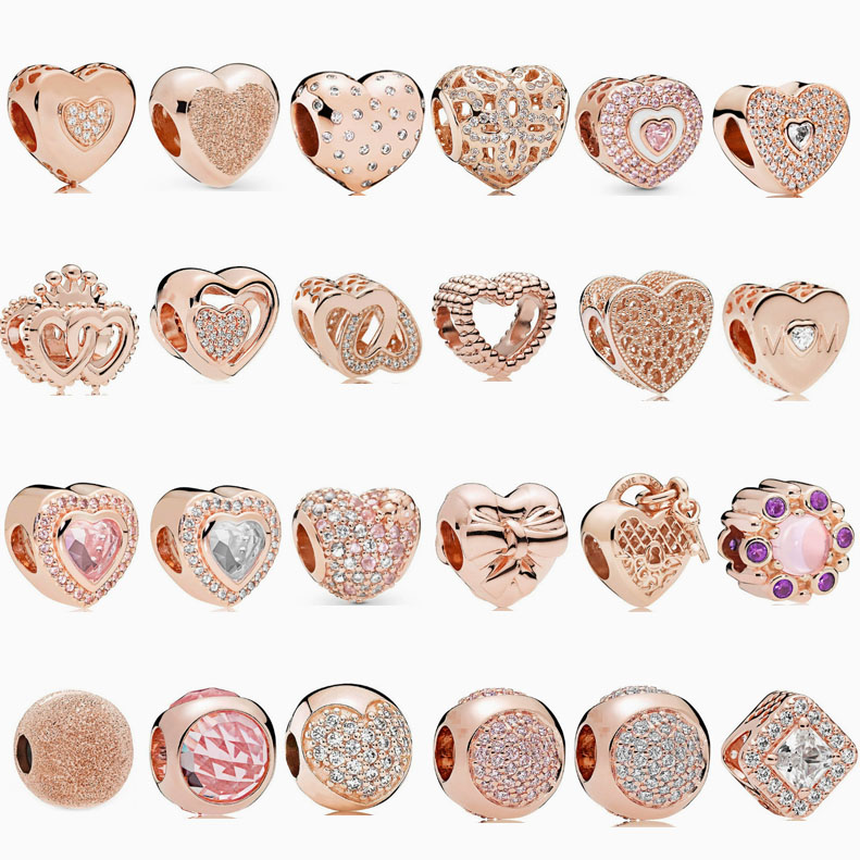 pan luxuryreplica Di Rose Gold Love Three-sided Beads Zircon Hanging Beads DIY Accessories Beads