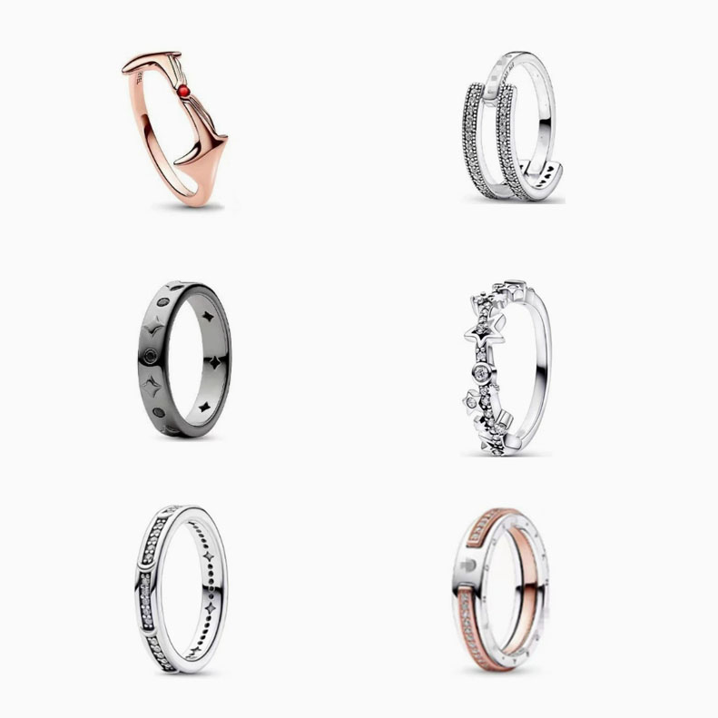 pan luxuryreplica 925 Sterling Silver Two-Tone Ring Looking at each other Ring Couple Ring