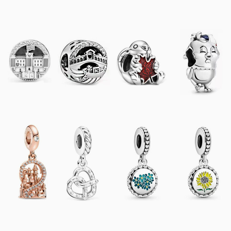 pan luxuryreplica Beads 925 Sterling Silver Flower Animal Castle Pendant Pendant DIY Bracelet Accessories