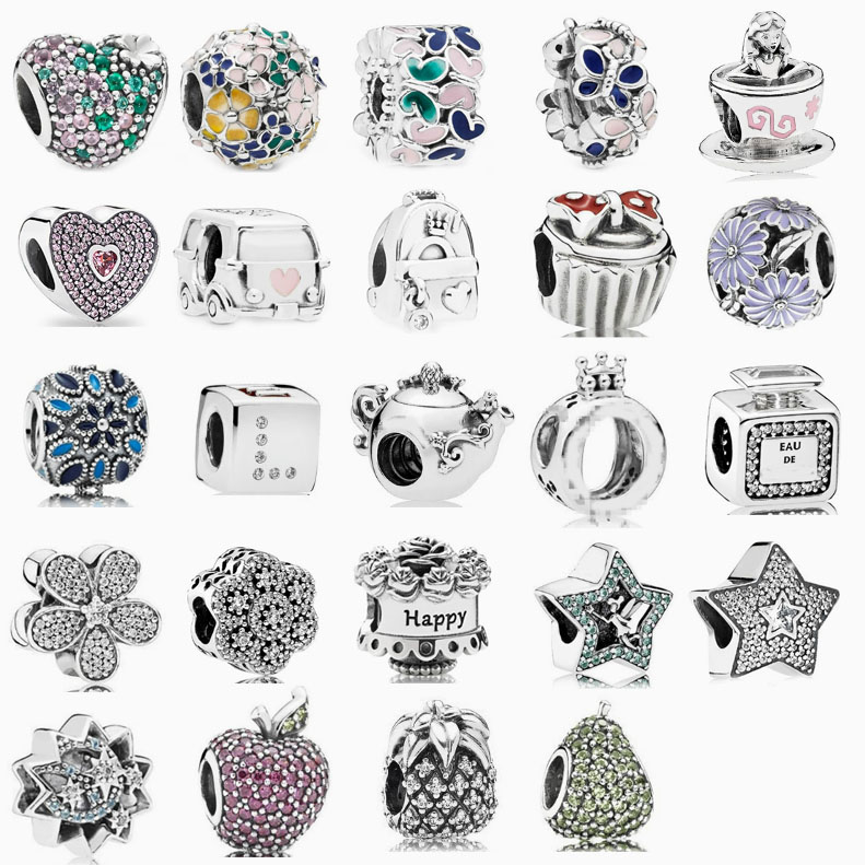 Factory direct pan luxuryreplica 925 silver perfume butterfly ladybug lucky four-leaf clover fixed buckle beaded loose beads