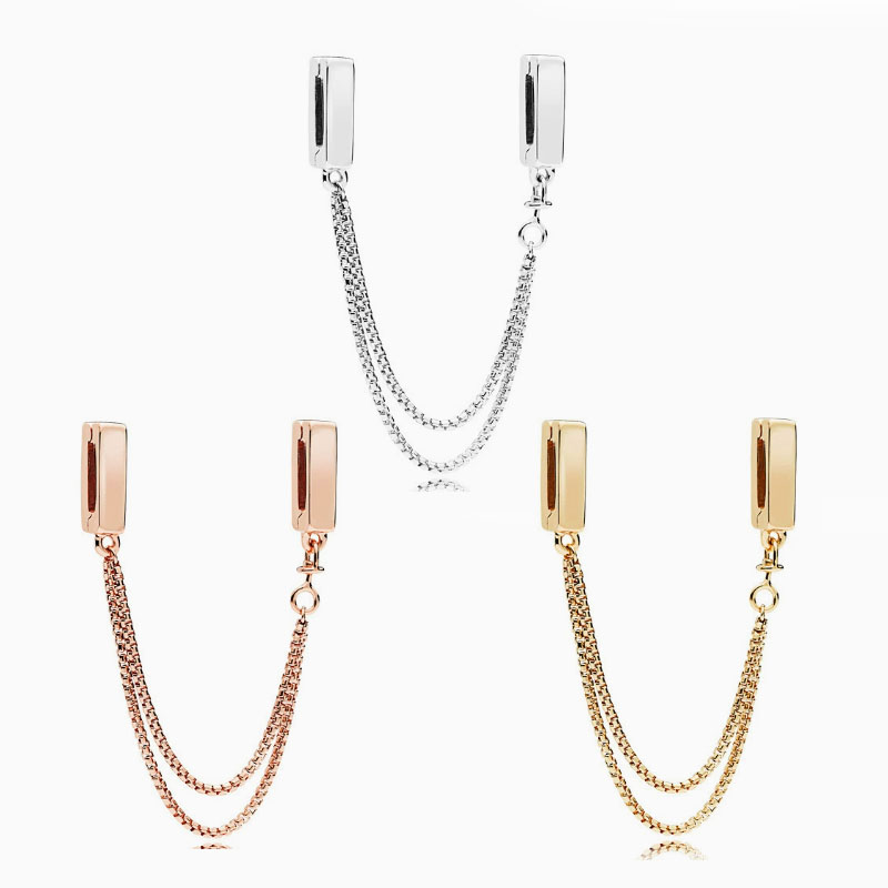 Factory direct pan luxuryreplica 925 silver rose gold flow lock safety chain fixed buckle beads DIY accessories beads