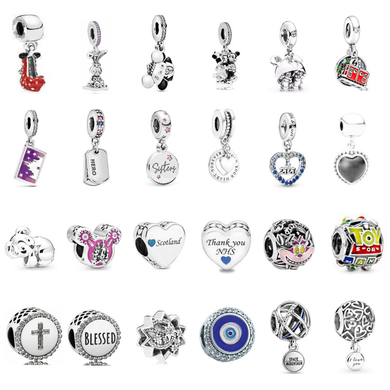 Factory Outlet pan luxuryreplica 925 Yindi S Nini Black Heart Cross Fixed Deduction Hanging Beads DIY Accessories Beads