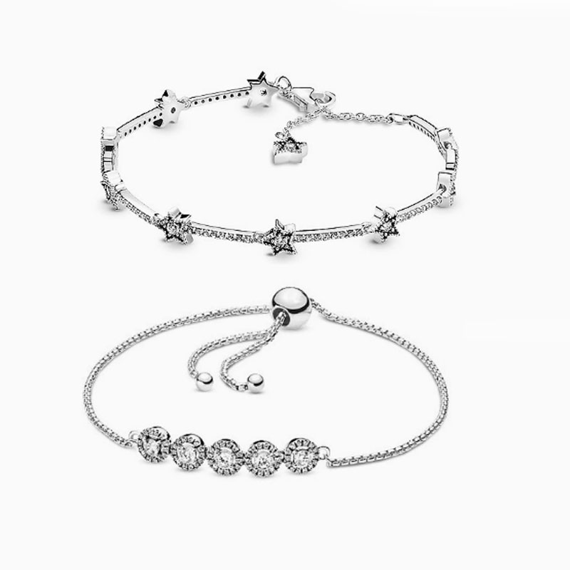 Factory direct pan  luxuryreplica 925 sterling silver sky star bracelet five-pointed star bracelet pavé with diamond bracelet