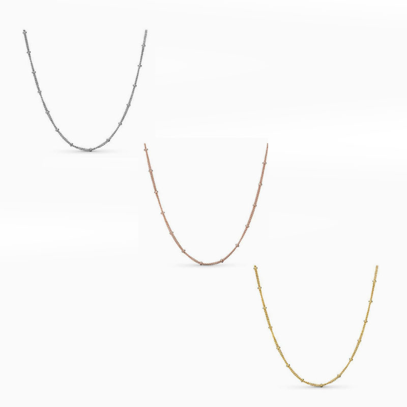 Factory direct pan luxuryreplica 925 sterling silver rose gold pea chain Joker necklace DIY basic clavicle chain women