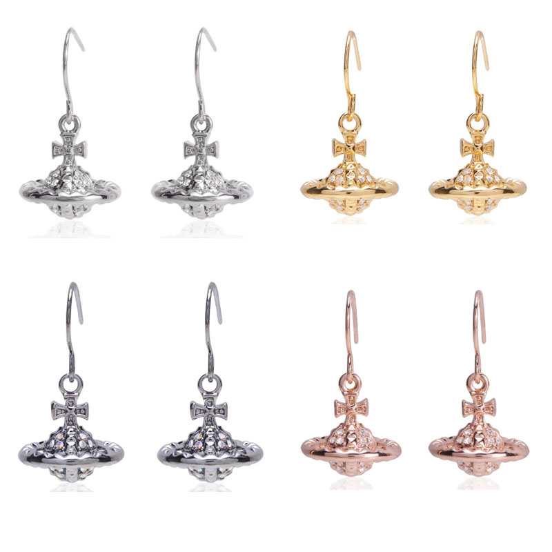 High Version Empress Dowager vivi  luxuryreplica Vivian Punk Style Stereo Orb Rivet Saturn Earrings Earrings