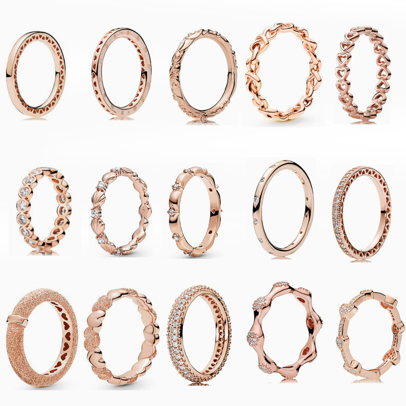 pan luxuryreplica Ring Rose Gold Peach Blossom Pair with Beads Open Style Couple Pair Ring Matching Ring for Women