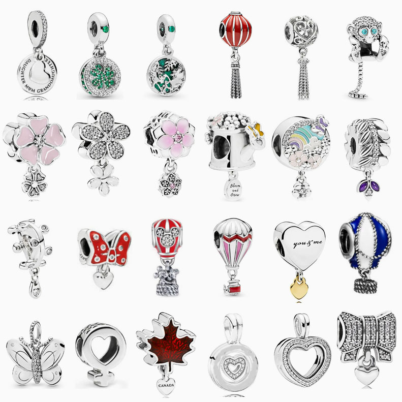 Factory direct pan luxuryreplica 925 silver four-leaf clover monkey bow hanging beads DIY accessories pendant beads