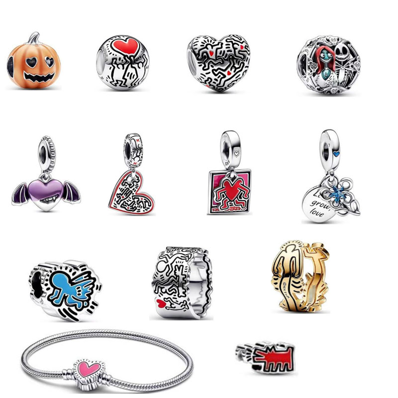 pan luxuryreplica Beads 925 Sterling Silver Artist Graffiti Series New Luminous Pumpkin Head Bat Wing Beads Pendant