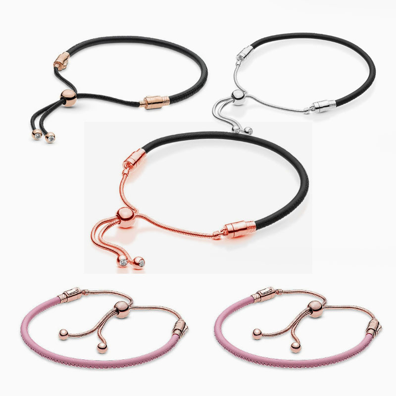 Factory direct pan luxuryreplica 925 sterling silver black pink love bracelet rope to send girlfriend DIY basic bracelet